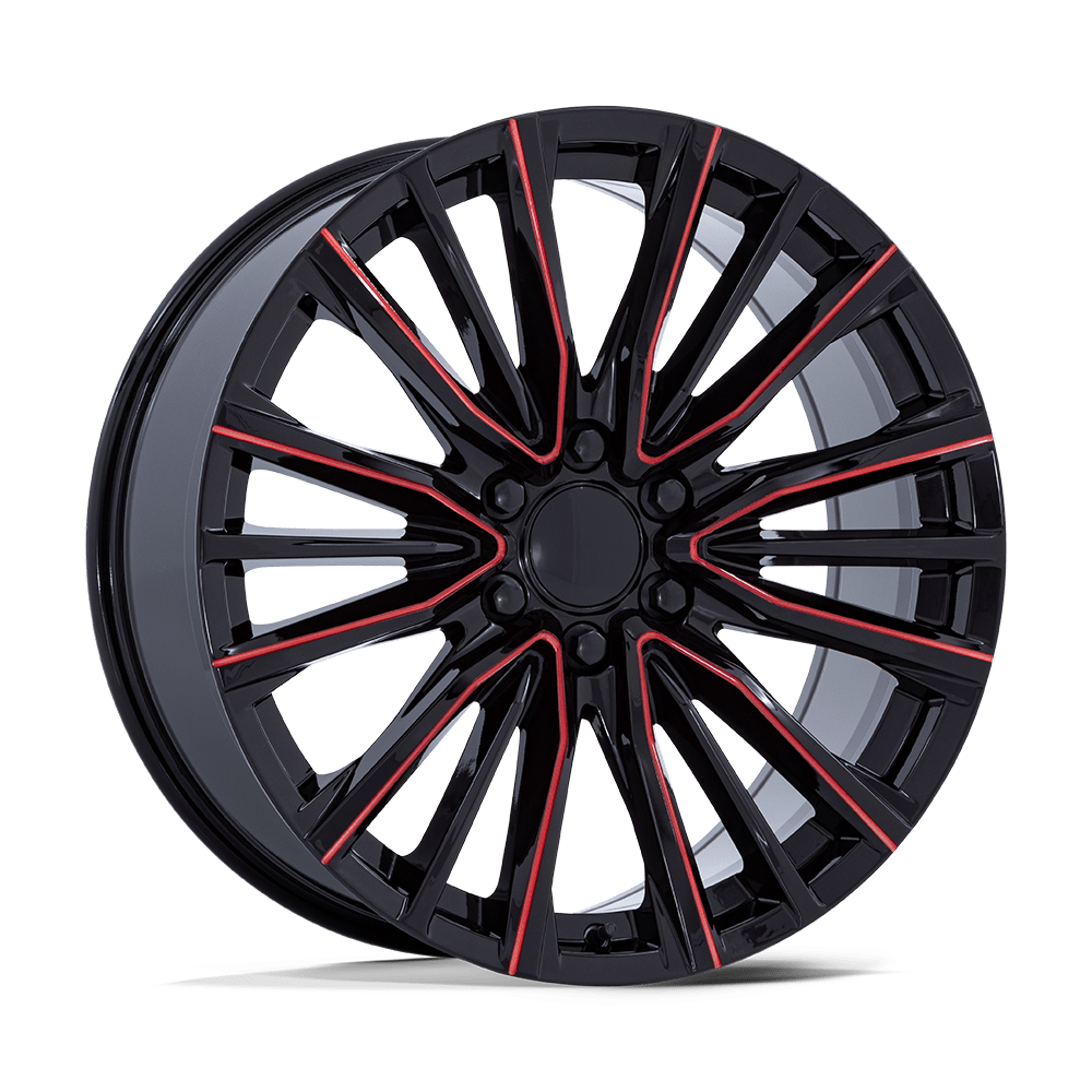Performance Replicas PR223 22x9 Gloss Black Milled w/Red 28mm ET 78.1mm CB 6x139.7