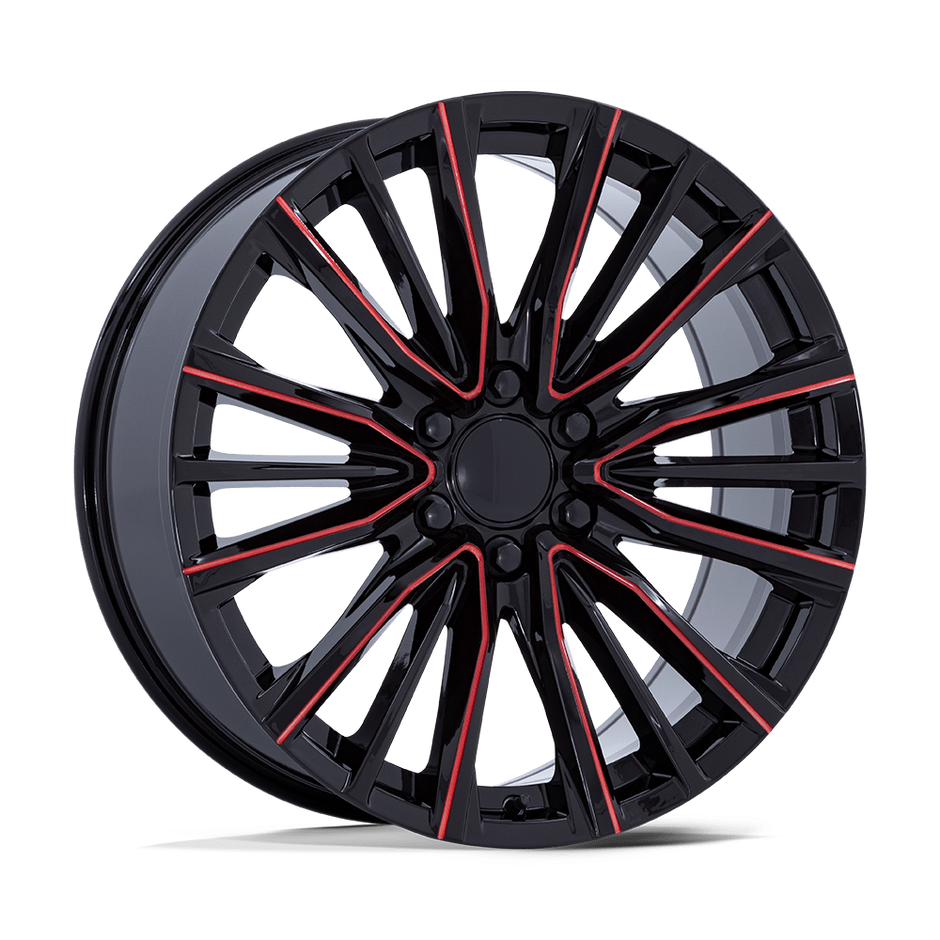 Performance Replicas PR223 22x9 Gloss Black Milled w/Red 28mm ET 78.1mm CB 6x139.7