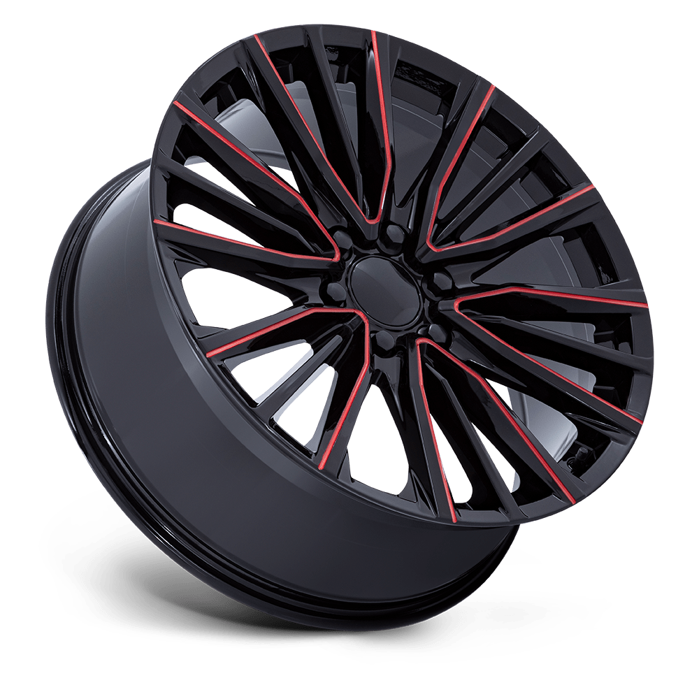 Performance Replicas PR223 22x9 Gloss Black Milled w/Red 28mm ET 78.1mm CB 6x139.7