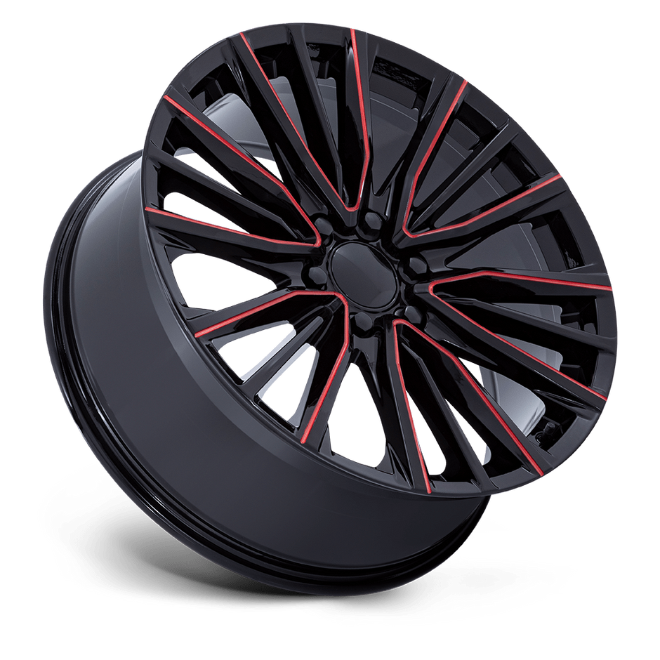 Performance Replicas PR223 22x9 Gloss Black Milled w/Red 28mm ET 78.1mm CB 6x139.7