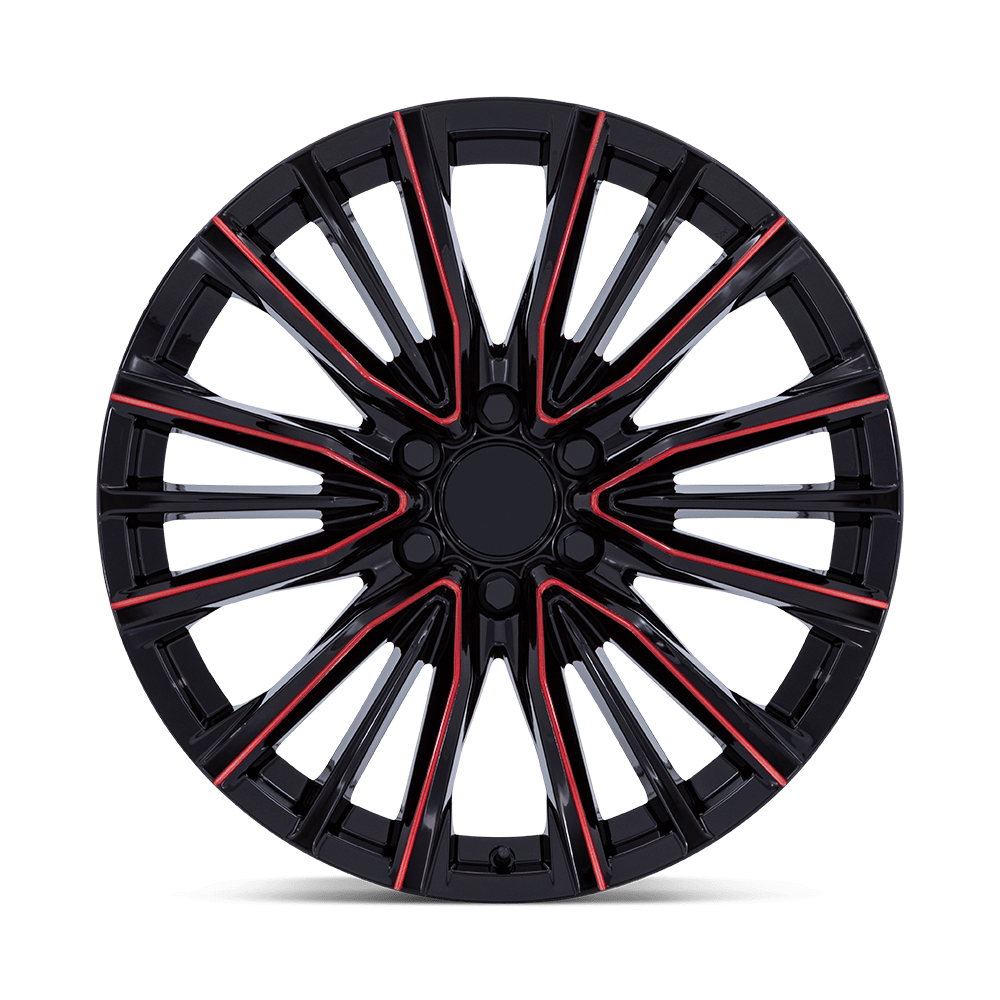 Performance Replicas PR223 22x9 Gloss Black Milled w/Red 28mm ET 78.1mm CB 6x139.7