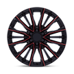 Performance Replicas PR223 22x9 Gloss Black Milled w/Red 28mm ET 78.1mm CB 6x139.7