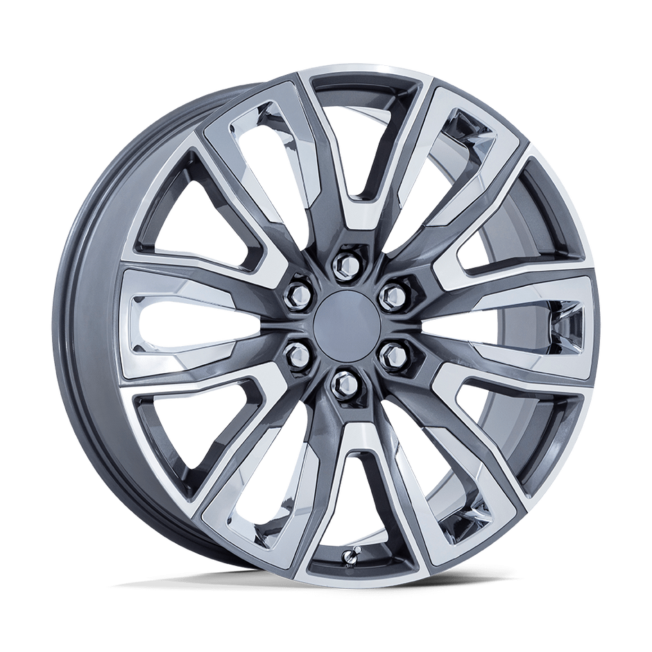 Performance Replicas PR225 22x9 Gloss Gunmetal Machined w/Chrome Accents 28mm ET 78.1mm CB 6x139.7