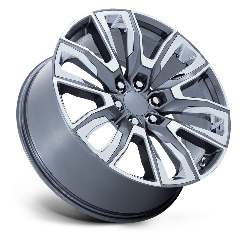 Performance Replicas PR225 22x9 Gloss Gunmetal Machined w/Chrome Accents 28mm ET 78.1mm CB 6x139.7
