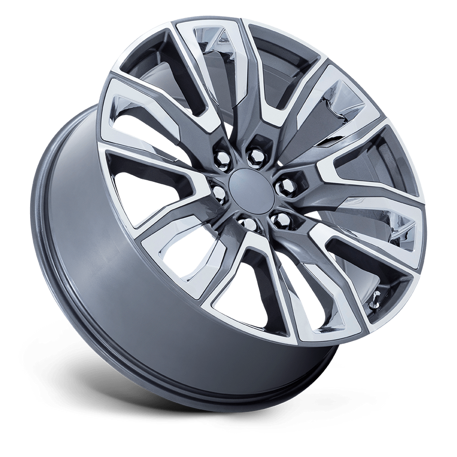 Performance Replicas PR225 22x9 Gloss Gunmetal Machined w/Chrome Accents 28mm ET 78.1mm CB 6x139.7