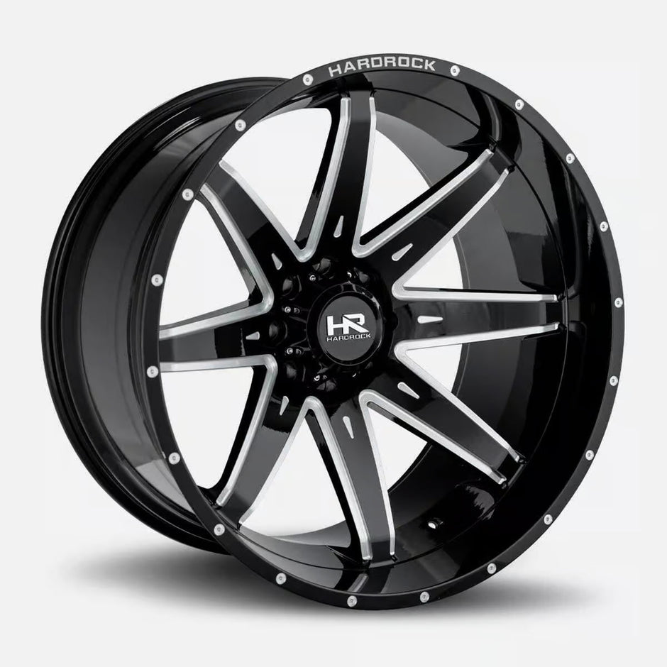 Hardrock Offroad Painkiller Xposed 22x12 Gloss Black Milled -44mm ET 78.1mm CB 5x127 wheel