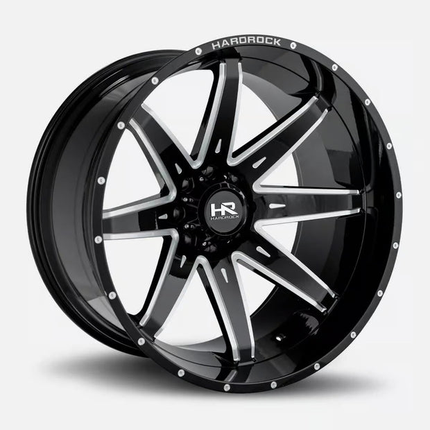 Hardrock Offroad Painkiller Xposed 22x10 Gloss Black Milled -25mm ET 125.2mm CB 8x170 wheel