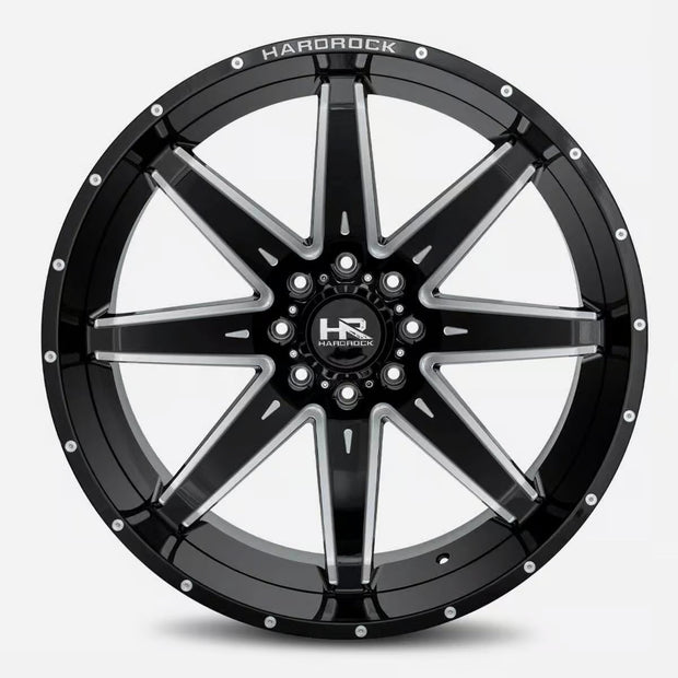 Hardrock Offroad Painkiller Xposed 22x10 Gloss Black Milled -25mm ET 124.3mm CB 8x180 wheel
