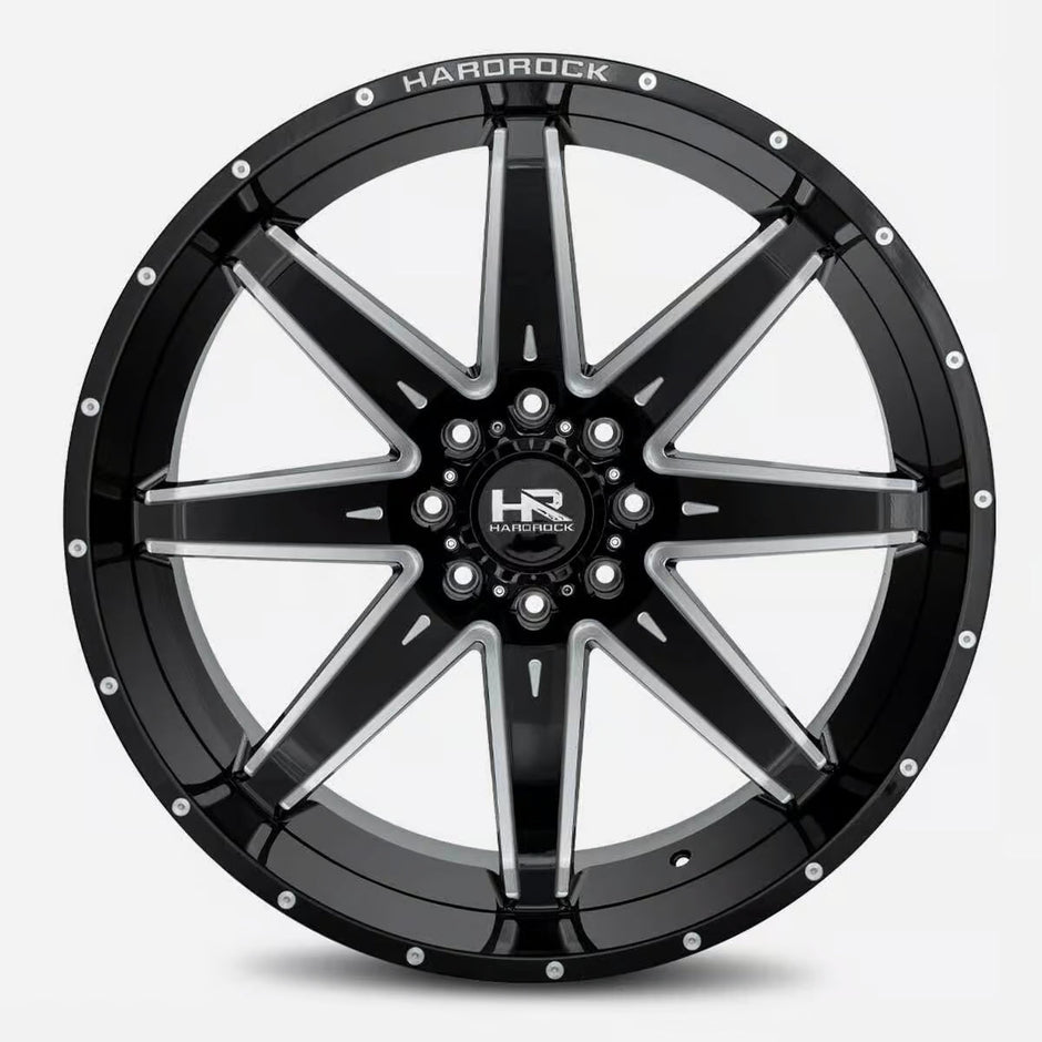 Hardrock Offroad Painkiller Xposed 26x14 Gloss Black Milled -76mm ET 125.2mm CB 8x165.1 wheel