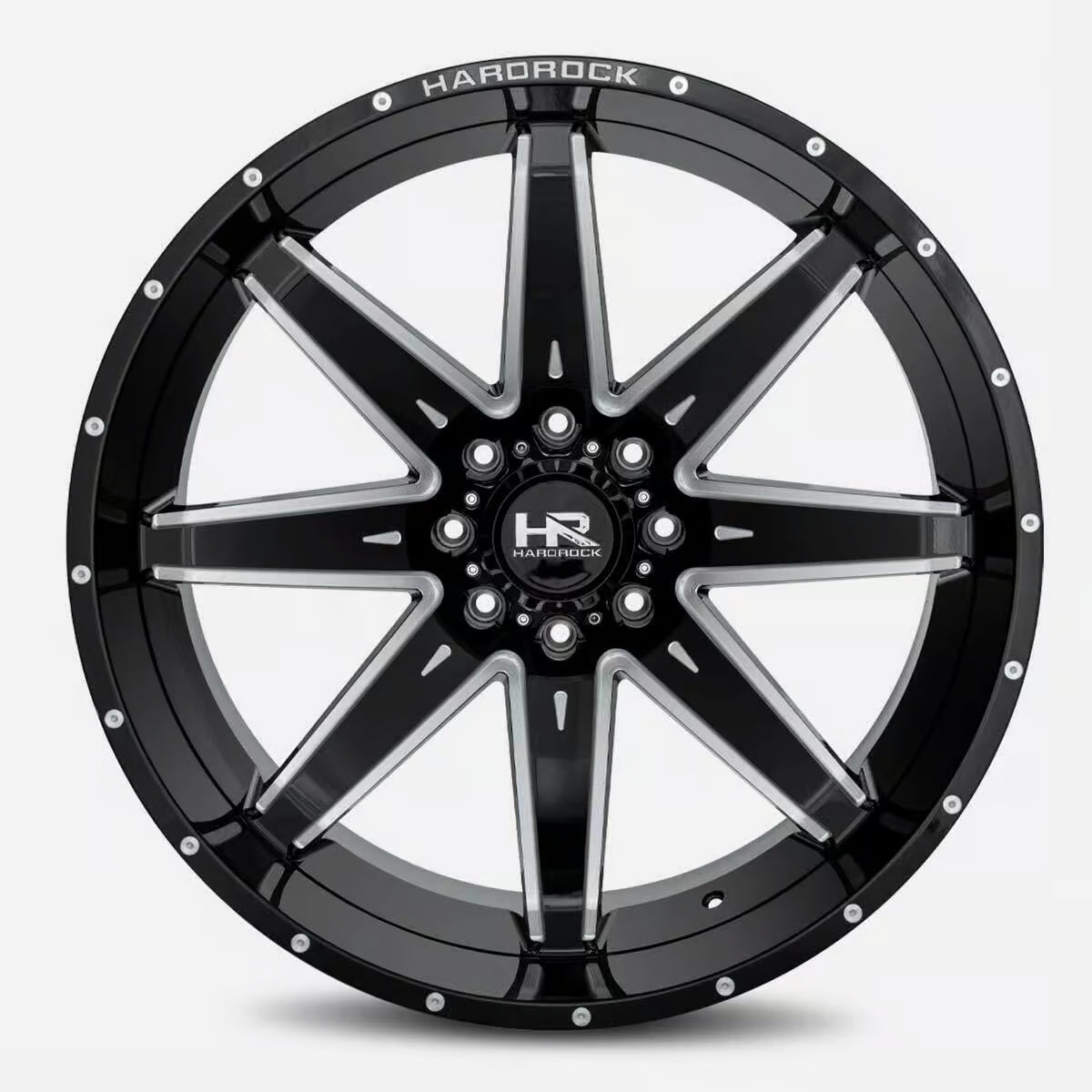 Hardrock Offroad Painkiller Xposed 22x12 Gloss Black Milled -44mm ET 124.3mm CB 8x180 wheel
