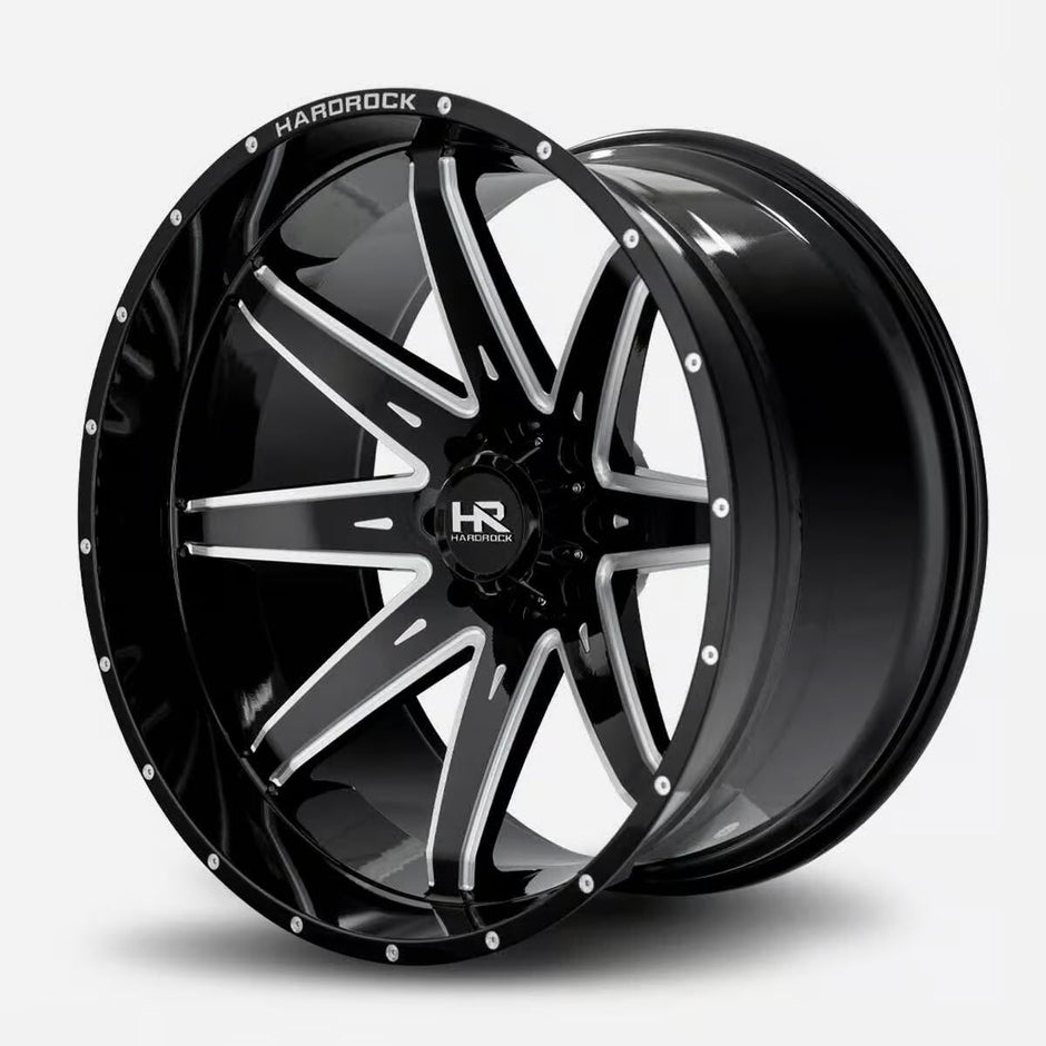 Hardrock Offroad Painkiller Xposed 26x14 Gloss Black Milled -76mm ET 110.3mm CB 5x150 wheel