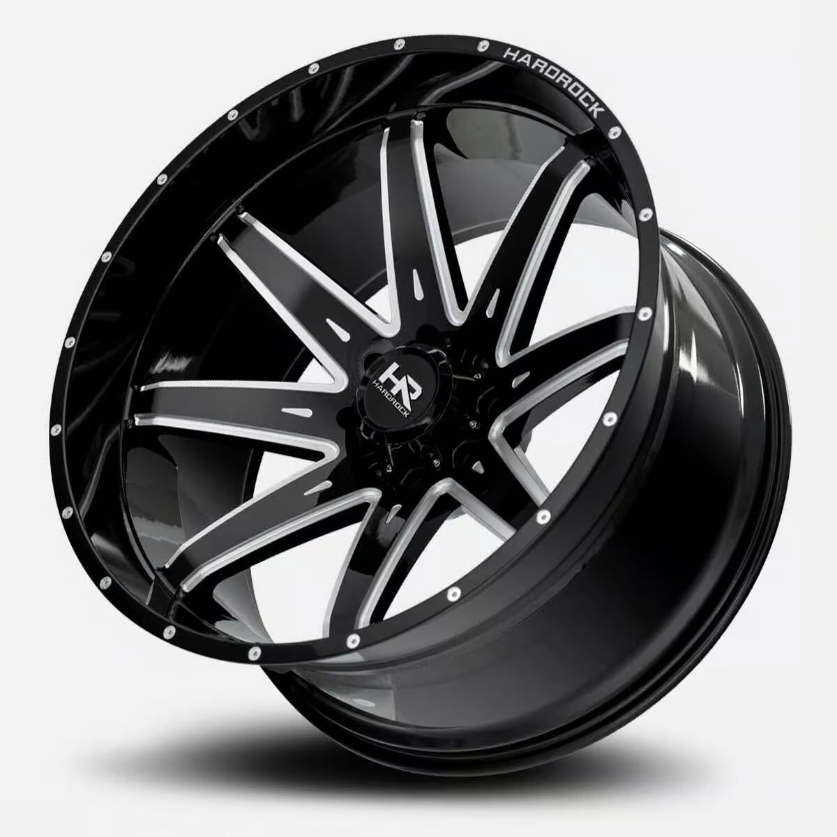Hardrock Offroad Painkiller Xposed 24x14 Gloss Black Milled -76mm ET 125.2mm CB 8x165.1 wheel
