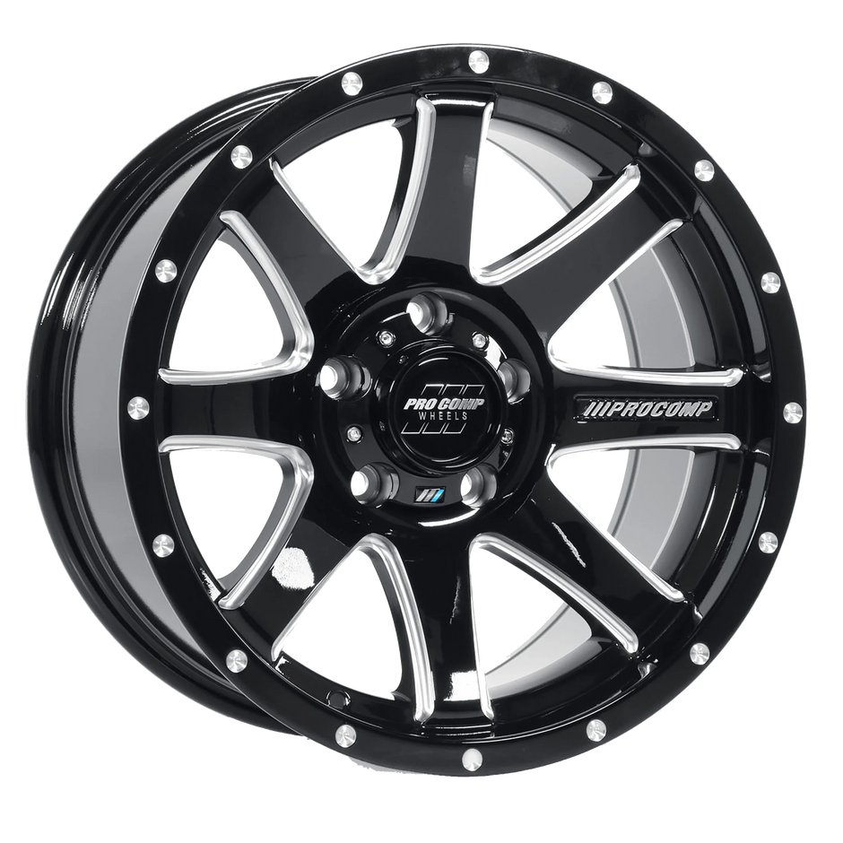 Pro Comp Alloys PA076 Patriot 17x9 Gloss Black Machined -6mm ET 71.5mm CB 5x127