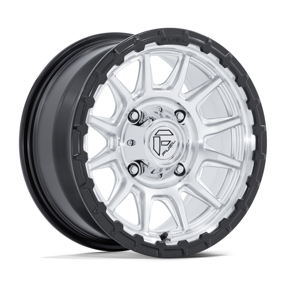 Fuel Wheels FV866 Piston UTV 15x7 Hyper Silver Machined Face W/Matte Black Lip 10mm ET 96mm CB 4x137