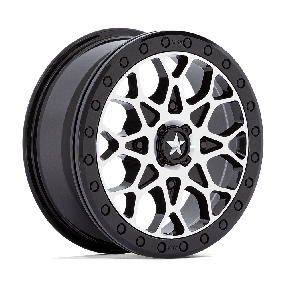 MSA Offroad Wheels M48 Portal Beadlock 15x6 Gloss Black Machined w/Gloss Black Ring 38mm ET 86mm CB 4x110