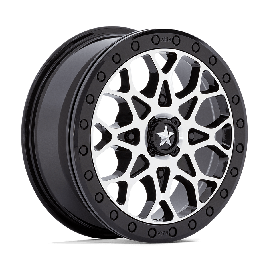 MSA Offroad Wheels M48 Portal Beadlock 15x6 Gloss Black Machined w/Gloss Black Ring 38mm ET 86mm CB 4x110