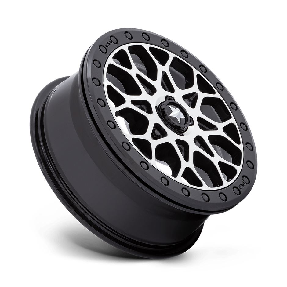 MSA Offroad Wheels M48 Portal Beadlock 15x6 Gloss Black Machined w/Gloss Black Ring 38mm ET 86mm CB 4x110