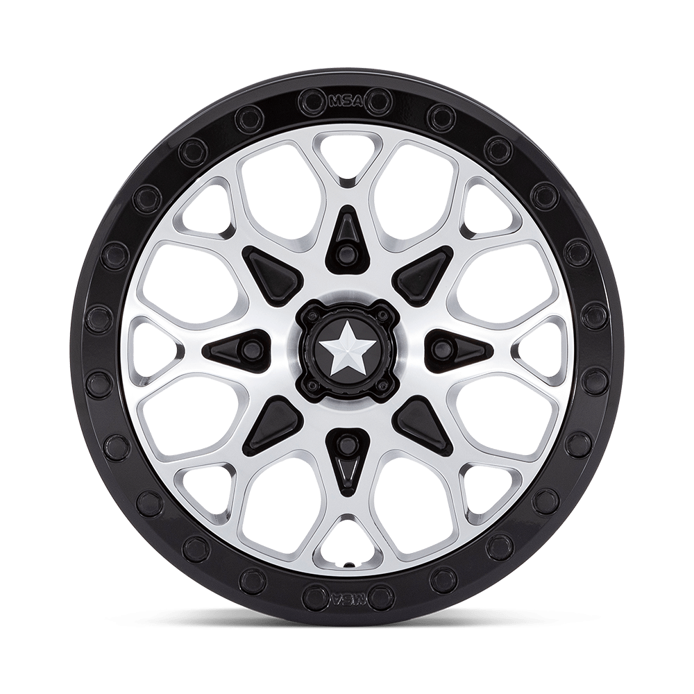 MSA Offroad Wheels M48 Portal Beadlock 15x6 Gloss Black Machined w/Gloss Black Ring 38mm ET 86mm CB 4x110