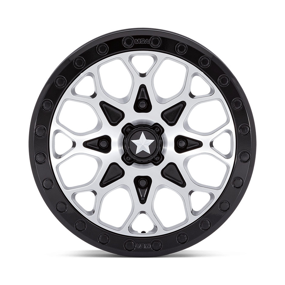 MSA Offroad Wheels M48 Portal Beadlock 15x6 Gloss Black Machined w/Gloss Black Ring 38mm ET 86mm CB 4x110
