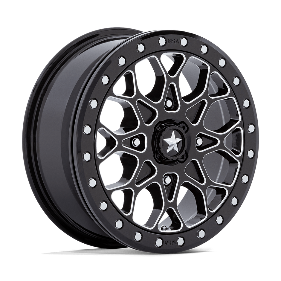 MSA Offroad Wheels M48 Portal Beadlock 15x6 Gloss Black Milled w/Gloss Black Ring 38mm ET 86mm CB 4x110