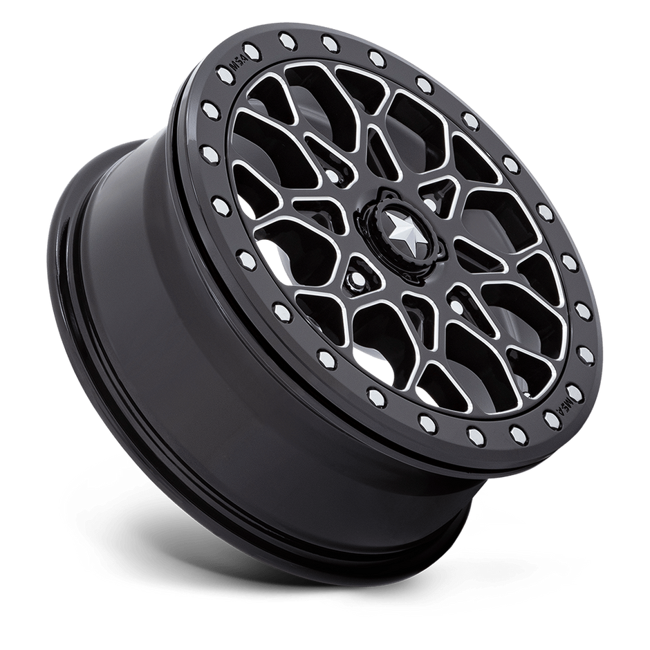 MSA Offroad Wheels M48 Portal Beadlock 15x6 Gloss Black Milled w/Gloss Black Ring 38mm ET 86mm CB 4x110