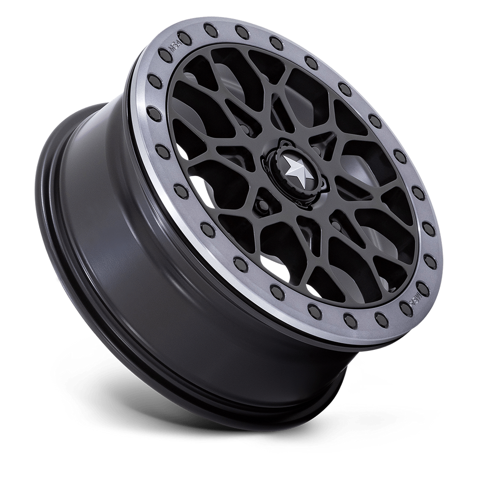 MSA Offroad Wheels M48 Portal Beadlock 15x6 Satin Black w/Gray Tint Ring 38mm ET 86mm CB 4x110