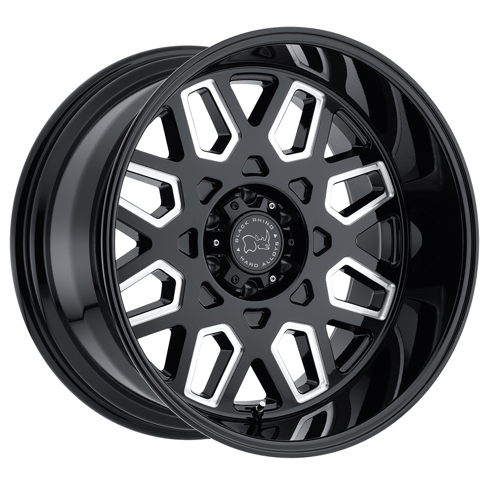 Black Rhino Hard Alloys Predator 22x12 Gloss Black w/Milled Windows -44mm ET 112.1mm CB 6x139.7