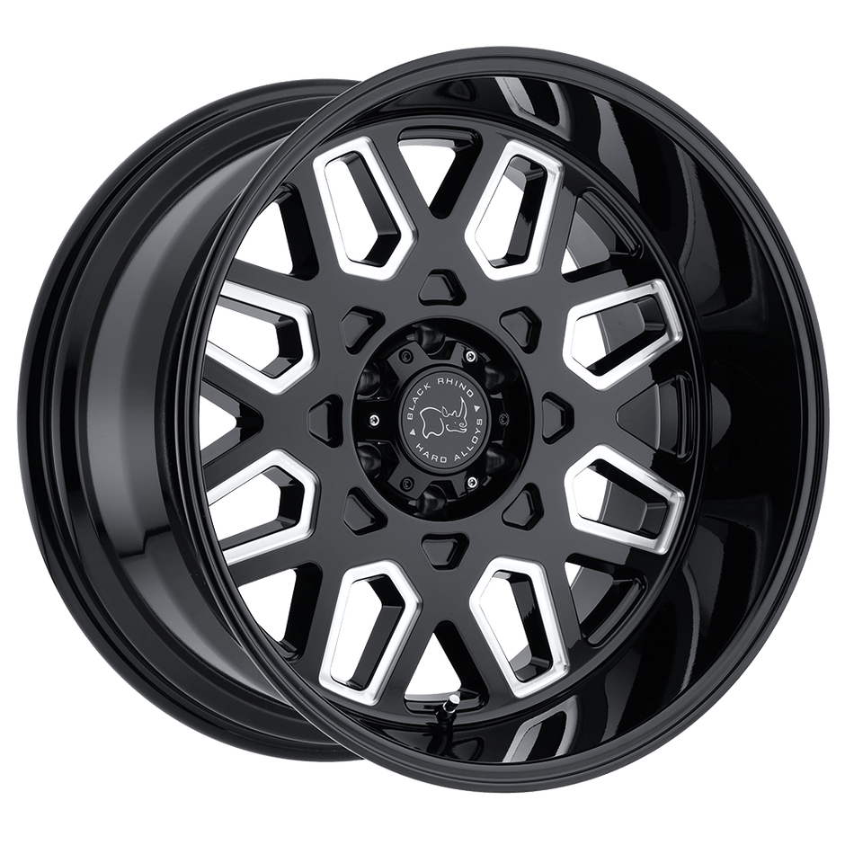 Black Rhino Hard Alloys Predator 22x12 Gloss Black w/Milled Windows -44mm ET 112.1mm CB 6x139.7