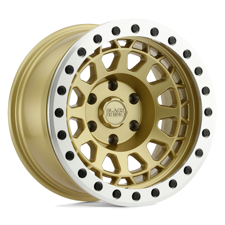 Black Rhino Hard Alloys Primm Beadlock 17x8.5 Matte Gold w/Machined Ring -30mm ET 112.1mm CB 6x139.7