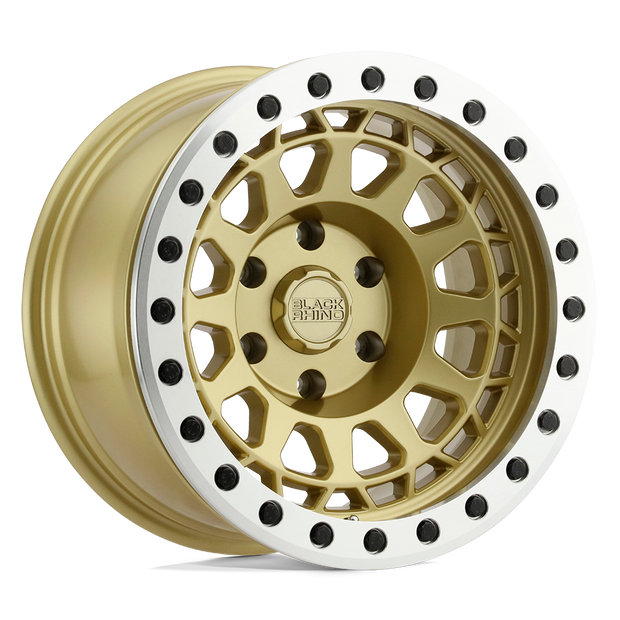 Black Rhino Hard Alloys Primm Beadlock 17x8.5 Matte Gold w/Machined Ring -30mm ET 112.1mm CB 6x139.7