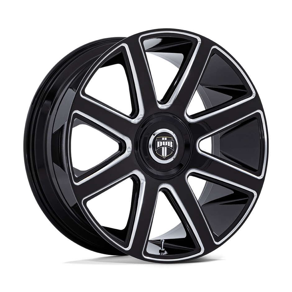 DUB Wheels DC273 Pull 24x9 Gloss Black Milled 15mm ET 72.56mm CB Custom BP