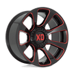 XD Wheels XD854 Reactor 20x9 Gloss Black Milled w/Red Tint wheel