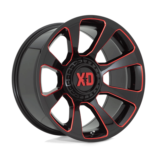 XD Wheels XD854 Reactor 20x10 Gloss Black Milled w/Red Tint -18mm ET 106.1mm CB 6x135/6x139.7 wheel