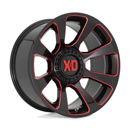 XD Wheels XD854 Reactor 20x9 Gloss Black Milled w/Red Tint wheel