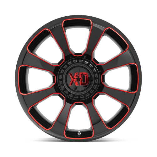 XD Wheels XD854 Reactor 20x9 Gloss Black Milled w/Red Tint wheel