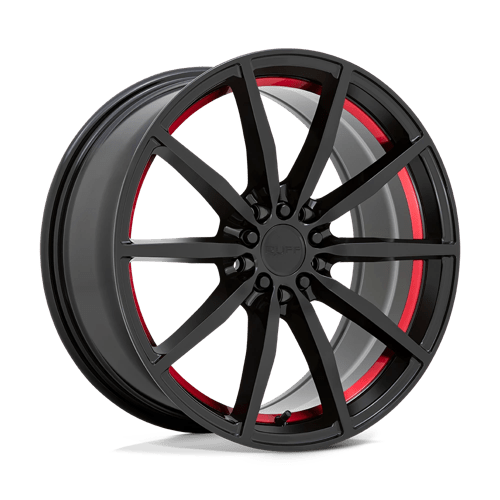 Ruff Wheels Burnout 17x7.5 Gloss Black w/Red Inner Lip wheel