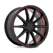 Ruff Wheels Burnout 18x8 Gloss Black w/Red Inner Lip wheel