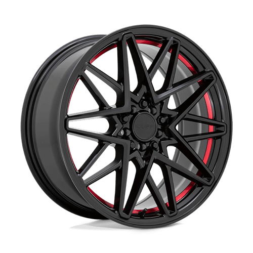 Ruff Wheels Clutch 18x8 Gloss Black w/Machined Red Lip wheel
