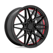 Ruff Wheels Clutch 17x7.5 Gloss Black w/Machined Red Inner Lip wheel
