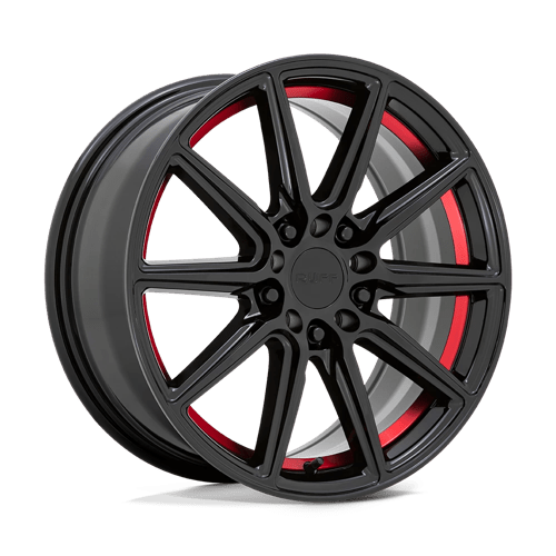 Ruff Wheels Throttle 18x8 Gloss Black w/Machined Red Lip wheel