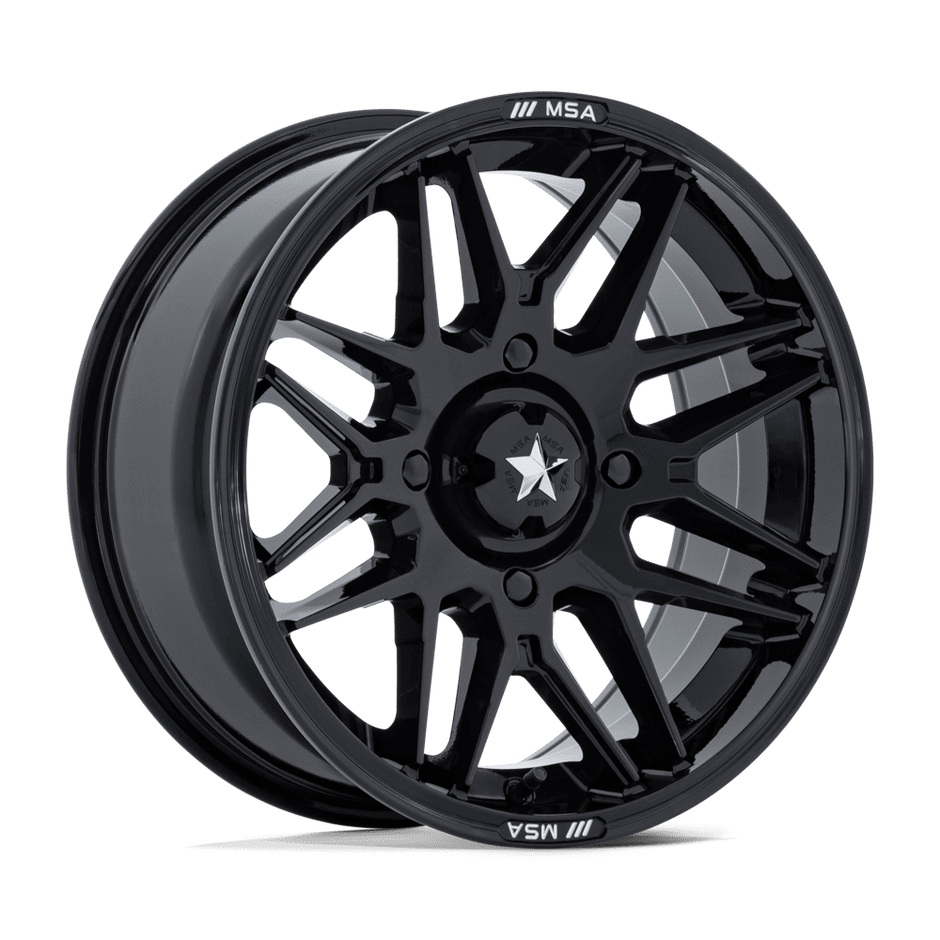 MSA Offroad Wheels M52 Radar UTV 14x7 Gloss Black 10mm ET 96mm CB 4x137