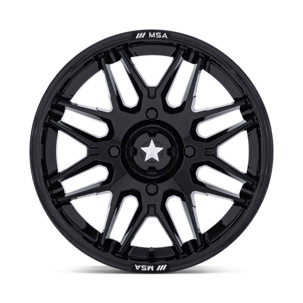 MSA Offroad Wheels M52 Radar UTV 14x7 Gloss Black 10mm ET 96mm CB 4x137