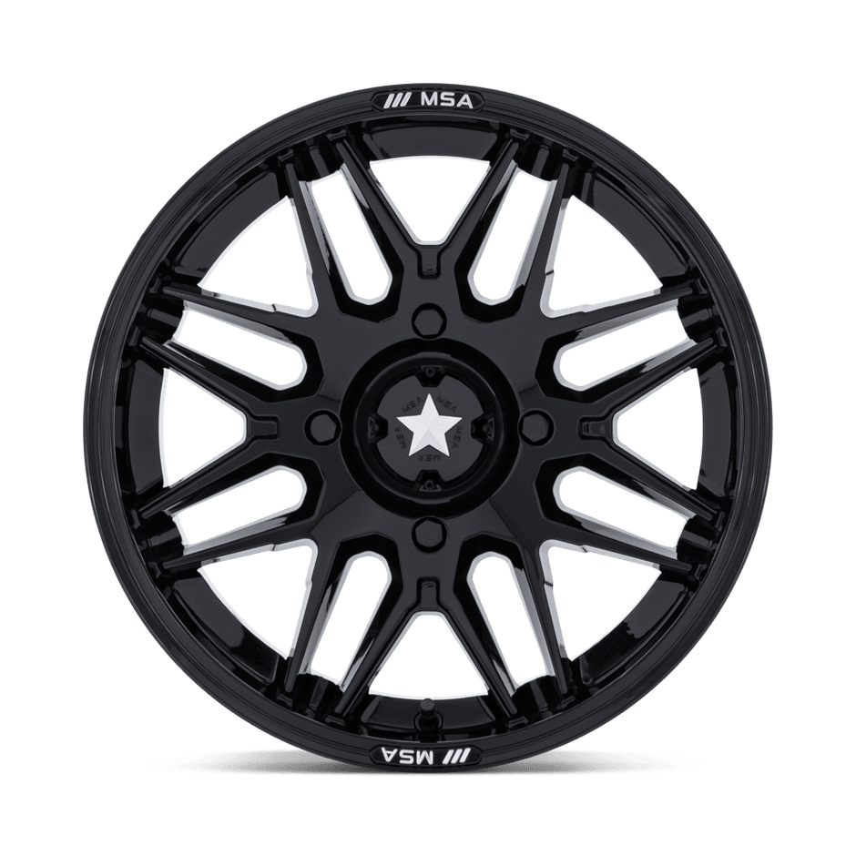 MSA Offroad Wheels M52 Radar UTV 14x7 Gloss Black 10mm ET 96mm CB 4x137