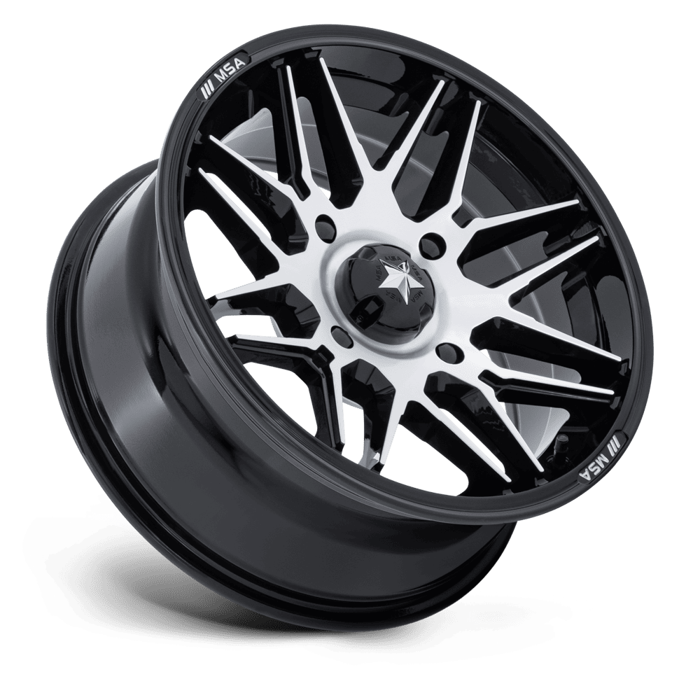 MSA Offroad Wheels M52 Radar UTV 16x7 Gloss Black w/Machined Face 10mm ET 86mm CB 4x110