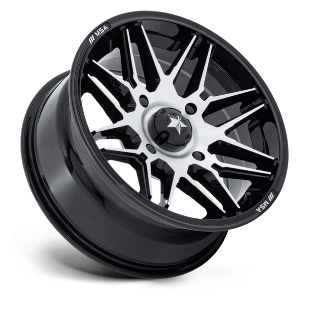 MSA Offroad Wheels M52 Radar UTV 16x7 Gloss Black w/Machined Face 10mm ET 96mm CB 4x137