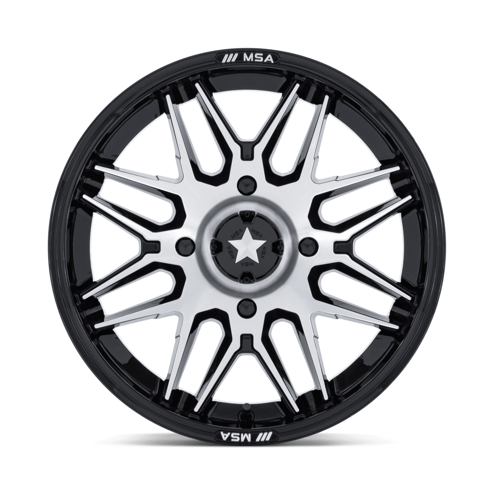 MSA Offroad Wheels M52 Radar UTV 16x7 Gloss Black w/Machined Face 10mm ET 86mm CB 4x110