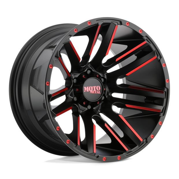 Moto Metal MO978 Razor 20x10 Satin Black Machined w/Red Clear Coat -24mm ET 125.5mm CB 8x165.1