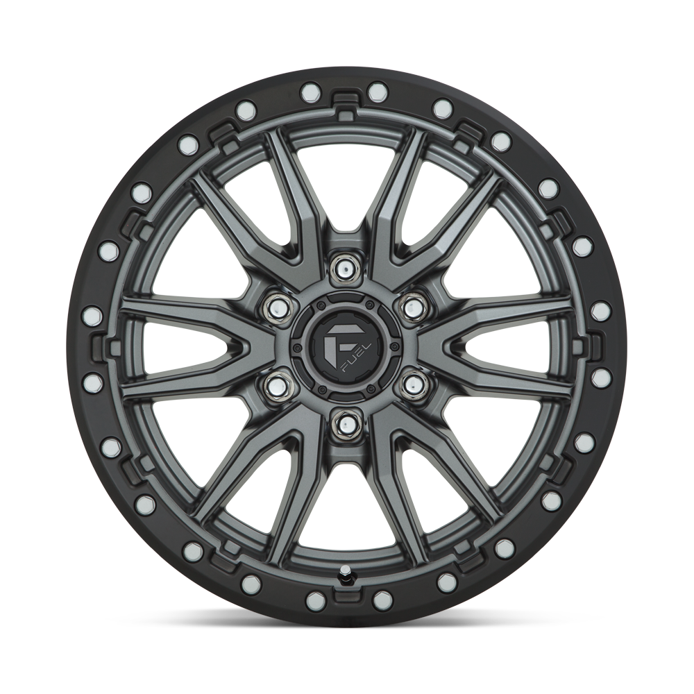 Fuel Wheels D680 Rebel 16x8 Matte Gunmetal w/Black Bead Ring 1mm ET 106.1mm CB 6x139.7