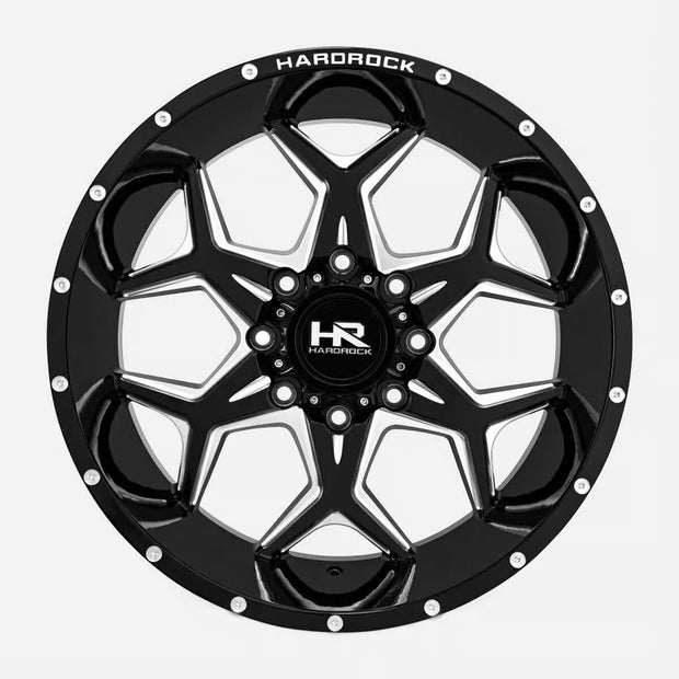 Hardrock Offroad Reckless Xposed 22x12 Gloss Black Milled -51mm ET 87.1mm CB 6x135 wheel