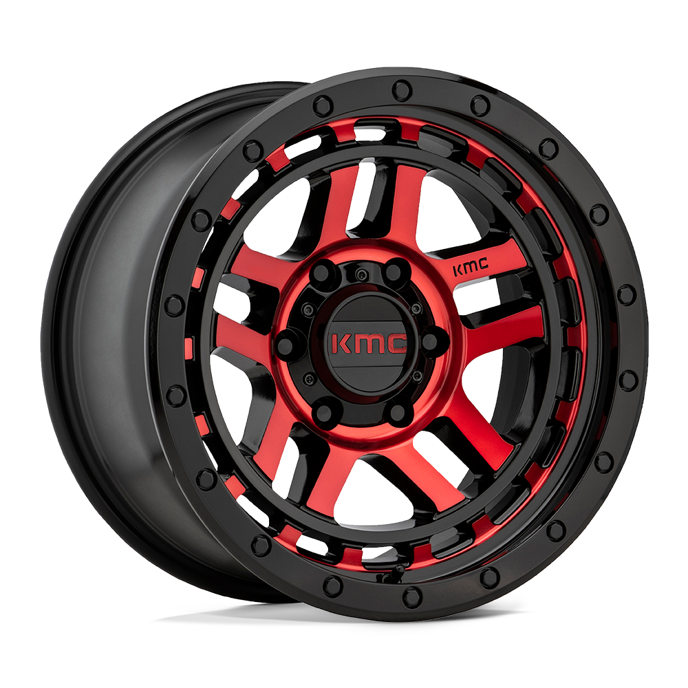 KMC Wheels KM540 Recon 17x8.5 Gloss Black Mach w/Red Tint 18mm ET 71.5mm CB 5x127